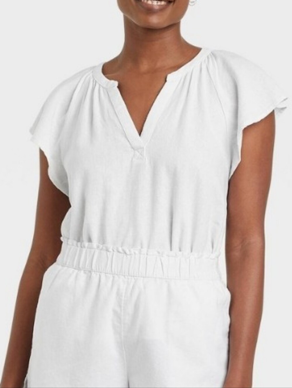 Nwt Universal Thread Off White Linen Flutter Sleeve Top